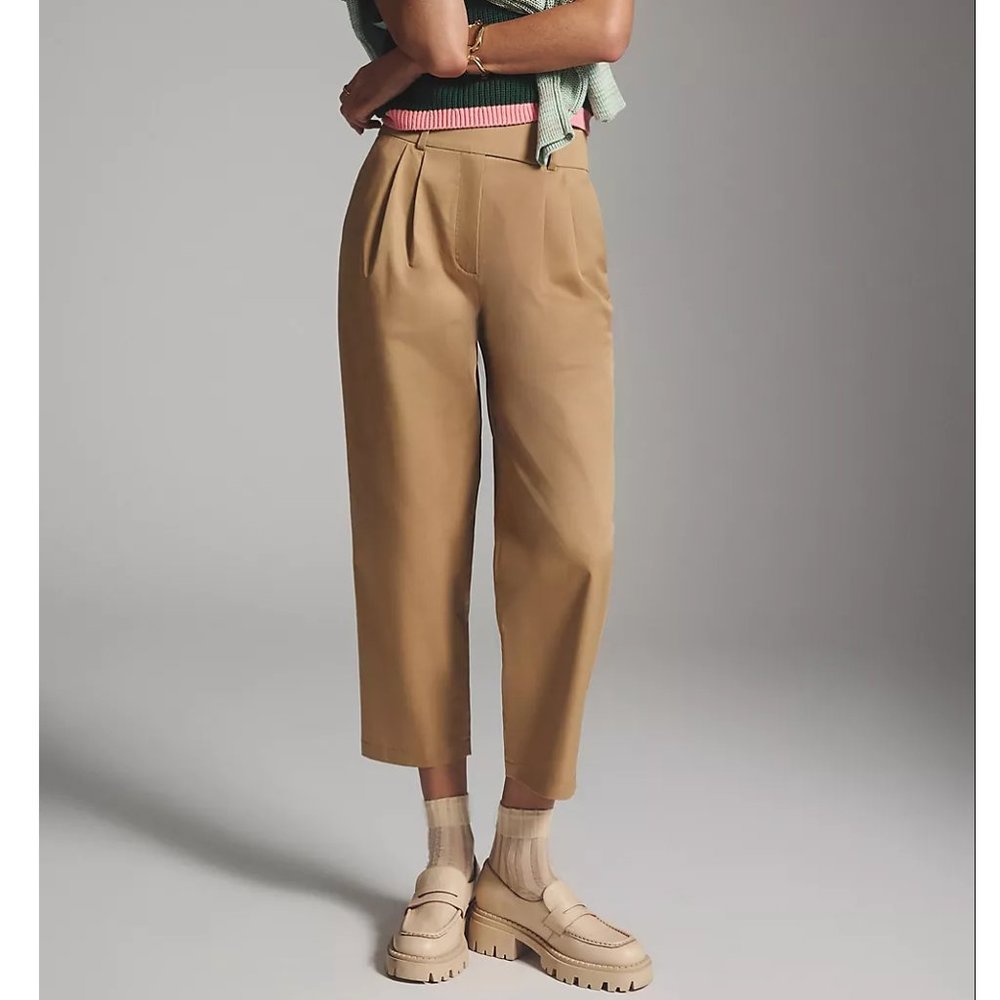 Anthropologie Exquise Barrel-Leg Chino Pants Cedar Brown - Large